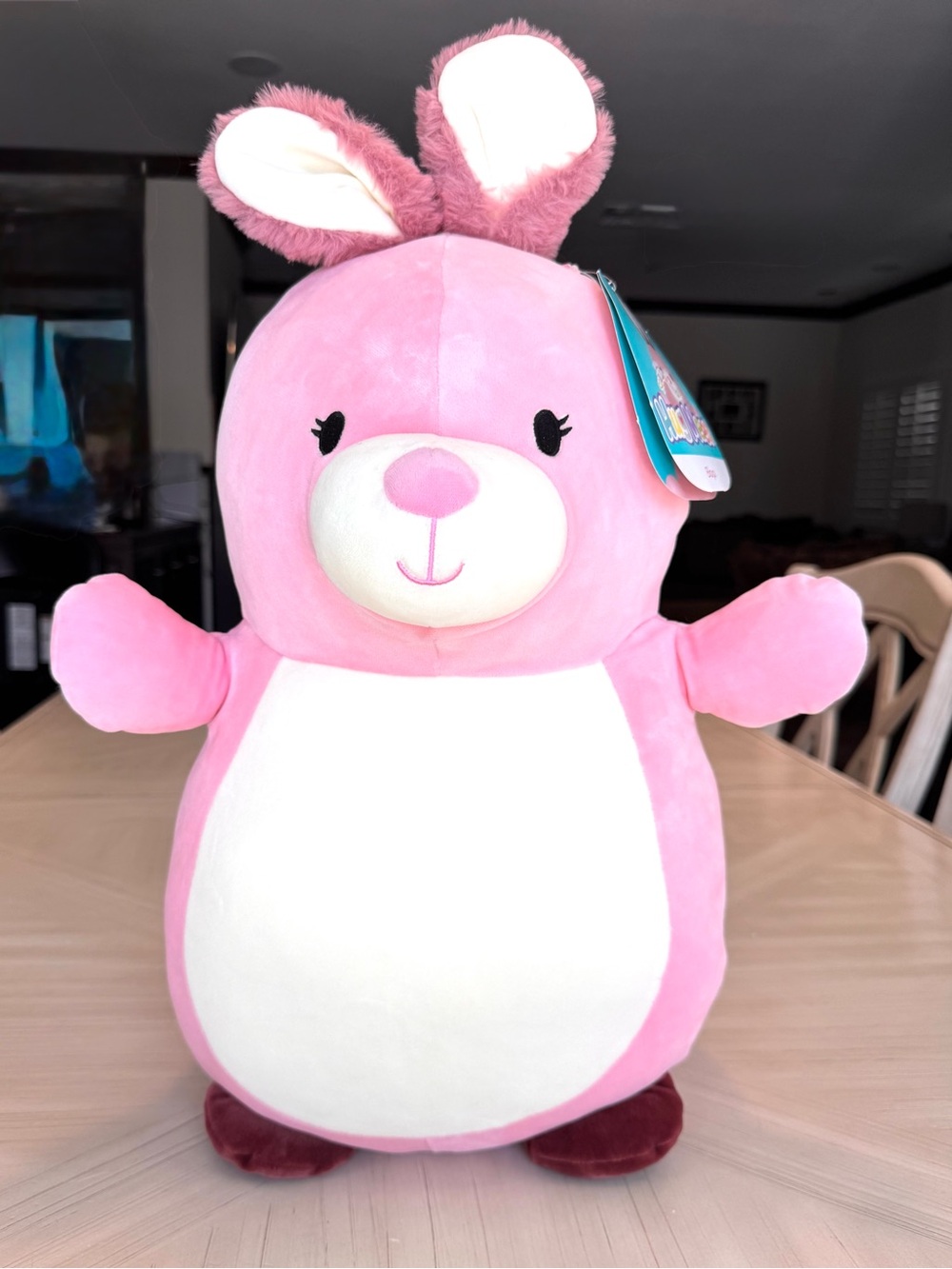 22” Squishmallows HugMees Bop the Pink Bunny Plush NWT Kellytoy Easter Rabbit